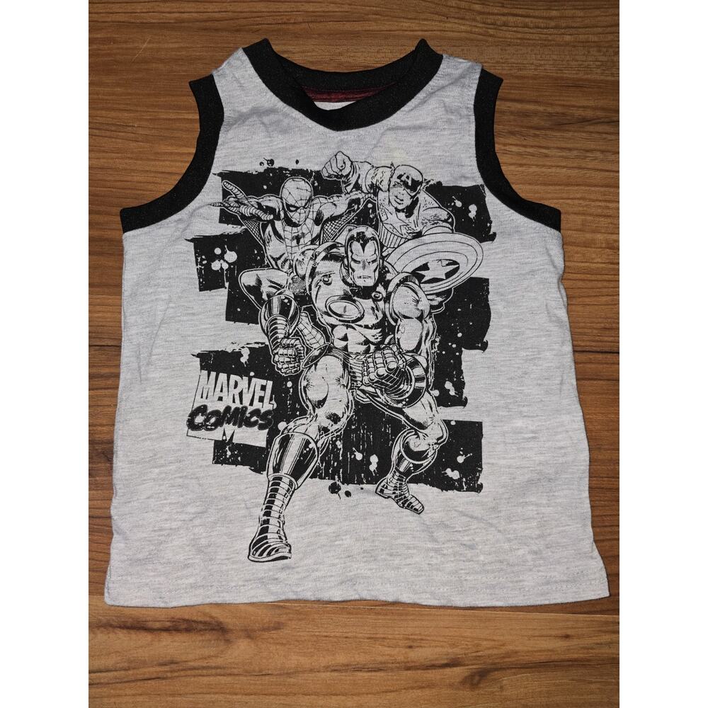Marvel Comics Tshirt Boys Size 2t Sleevelss Summer Gray Black - Picture 1 of 5